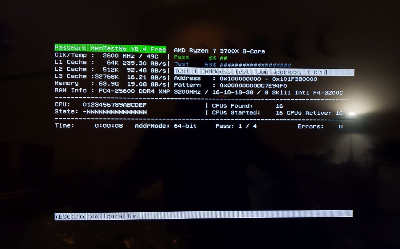 Memtest test complete with no errors page