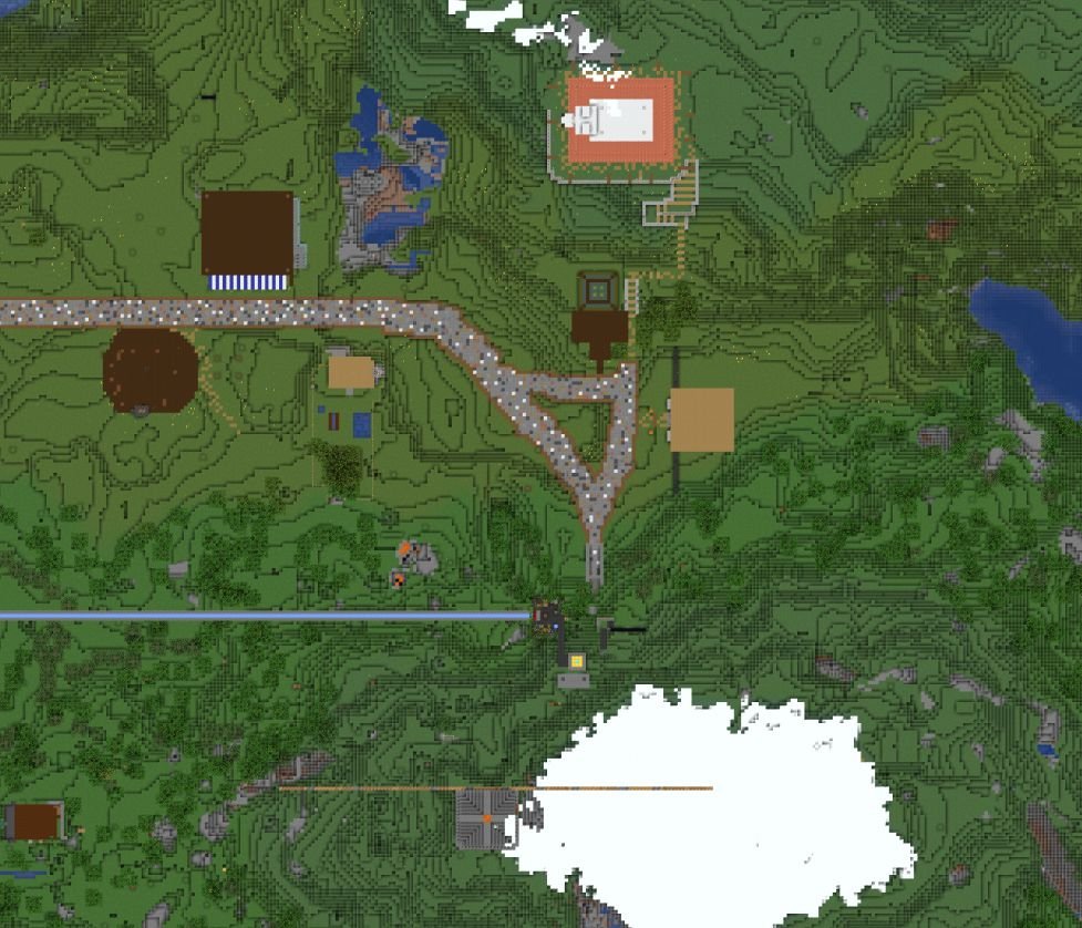 Top-down view of a Minecraft map